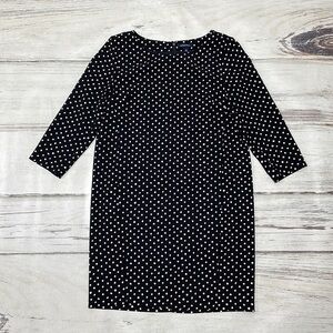 Lands' End Dress Polka Dot Black White Knee Length Size 10